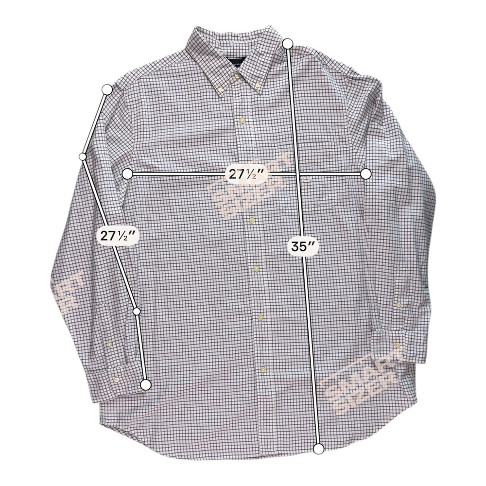 NWT Chaps Button Down Shirt Mens XL Tall White Blue Check Long Sleeve Office - Picture 2 of 6
